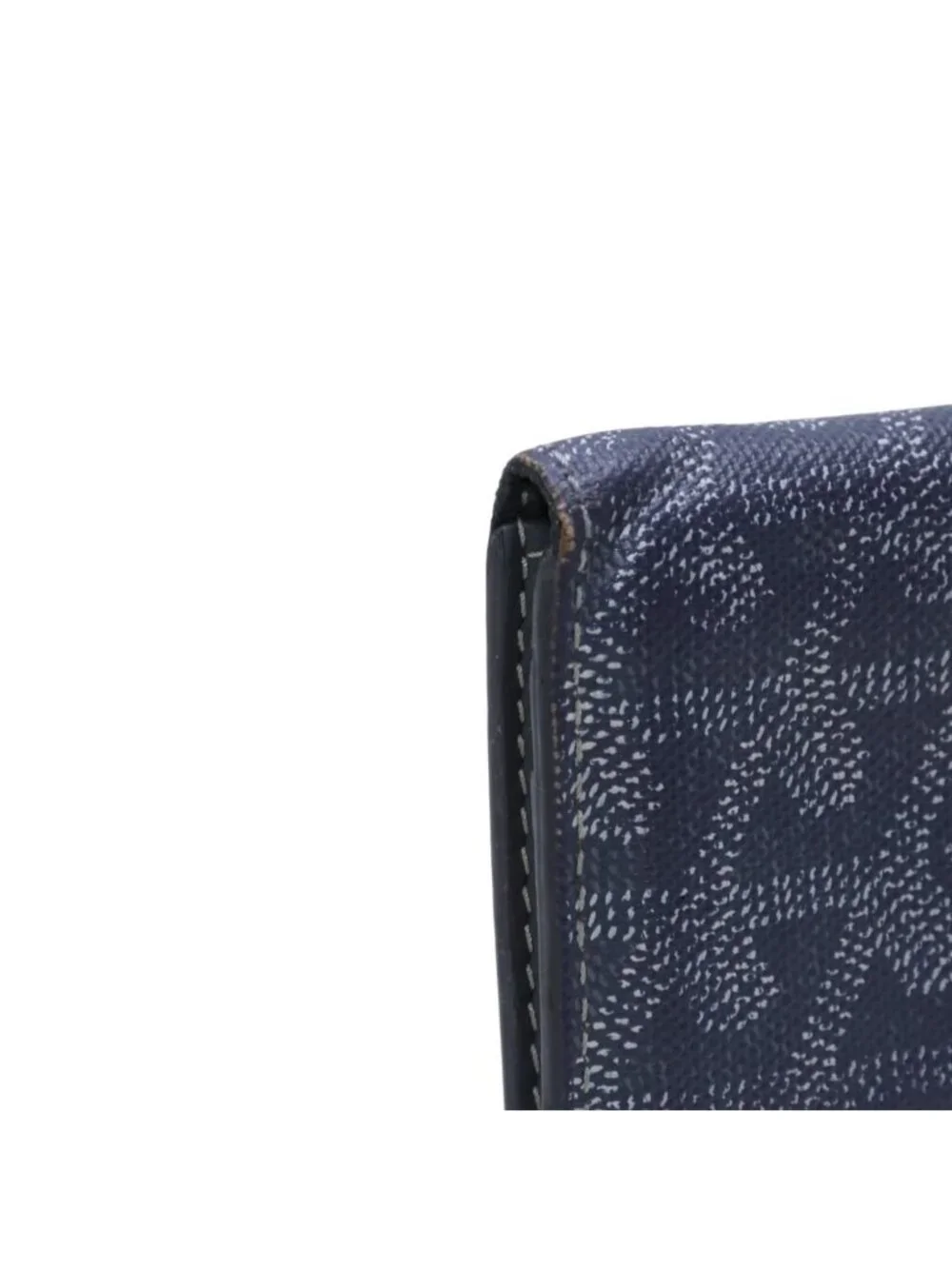 Goyard Saint Pierre Card Wallet Herringbone Pattern Canvas Leather Gray Yellow